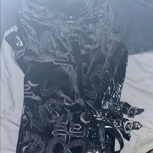 Killstar long black skirt with snake details and suspenders